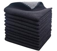 SINLAND Microfiber Dish Cloth for Washing Dishes Dish Washing Rags Best Kitchen Washcloth Cleaning Cloths Wash Cloths with Poly Scour Side 12Inchx12Inch10 Pack Black