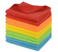 SINLAND Microfiber Dish Cloth for Washing Dishes Rags Best Kitchen Washcloth Cleaning Cloths 5 Color Assorted 12Inchx12Inch 10 Pack
