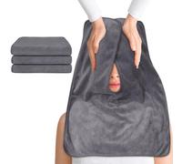 SINLAND Microfiber Esthetician Towels for Mask Removing Face Wrap Soft Facial Cloth with Split Design Spa Towels for Steam Massage and Cleansing 3Pack Grey