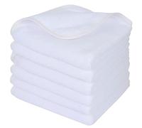 Sinland Microfiber Face Cloths For Bath Reusable Makeup Remover Cloth Ultra Soft and Absorbent Washcloths For Baby 12Inch x 12Inch White 6 Pack