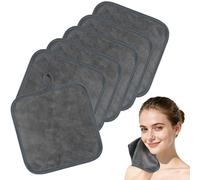 SINLAND Microfiber Face Cloths Reusable Makeup Remover Washcloths Super Soft and Absorbent Fingertip Face Towels for Sensitive Skin Women 8 x 8 Inch 6 pack Grey