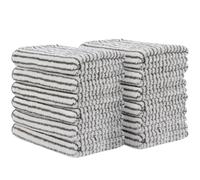 SINLAND Microfiber Face Towels Ultra Soft Facial Washcloths Face Cloth 12Inch x 12Inch 12 Pack Grey Stripe