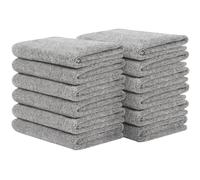 SINLAND Microfiber Face Towels Ultra Soft Facial Washcloths Face Cloth 12Inch x 12Inch 12 Pack Grey