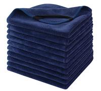 SINLAND Microfiber Facial Cloths Fast Drying Washcloth 12inch x 12inch (Pack of 10, Navy Blue)