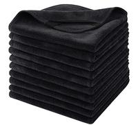 SINLAND Microfiber Facial Cloths Fast Drying Washcloth Absorbent Face Wash Cloth Soft Makeup Remover Cloths 12inch x 12inch 10 pack Black