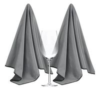SINLAND Microfiber Glass Polishing Cloths Large Size Thick Lint -Free Drying Towels for Wine Glasses Stemware Dishes Stainless Appliances 20 Inch X 25 Inch Pack of 2 Dark Grey