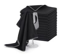 SINLAND Microfiber Glass Polishing Cloths Large Size Thick Lintless Drying Towels for Wine Glasses Stemware Dishes Stainless Appliances 20 Inch X 25 Inch Pack of 12 Black