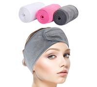 Sinland Microfiber Spa Head Band Women Fashion Soft Makeup Cosmetic Shower flexible Hairlace Hair Band Headband White Grey Pink 3pcs