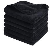 SINLAND Plush Microfiber Face Cloths Reusable Makeup Remover Cloth Ultra Soft Washcloths for Women 12Inch x 12Inch Black 6 Pack