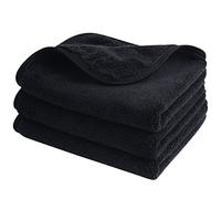 SINLAND Plush Microfiber Face Cloths Reusable Makeup Remover Cloth Ultra Soft Washcloths for Women 12Inch x 12Inch Black 3 Pack