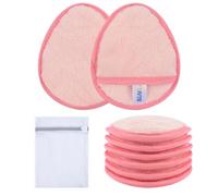 SINLAND Reusable Makeup Remover Pads For Face,Eye,Lips Microfiber Gentle Facial Cleansing Cloths for All Skin Types Friendly for Makeup Remover With Laundry Bag 5.1inchx3.93inch Pink Pack of 6