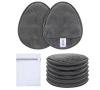 SINLAND Reusable Makeup Remover Pads For Face,Eye,Lips Microfiber Gentle Facial Cleansing Cloths for All Skin Types Friendly for Makeup Remover With Laundry Bag 5.1inchx3.93inch Grey Pack of 6