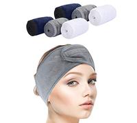 SINLAND Spa Headband for Women 6 Counts Ultra Soft Adjustable Makeup Hair Band with Magic Tape, Stretch Head Wrap for Bath, Shower, Facial Mask, Yoga