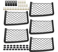 SinLaw Boot Net Bag Pack of 5, Schwarz, Nylon, Plastic Hooks, Car, Truck, Boat, RV Compatible, 36 x 18 cm, 5 Hooks/25 Screws/25 Plastic Plugs, Car Seat Storage Net