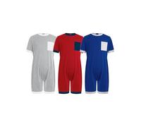 Sinleey 3 Packs Kids Boys Special Needs Adaptive Clothing Anti-Strip Bodysuit Zip Back short Leg Jumpsuit Romper Grey Red Royal Blue 5-6 Years