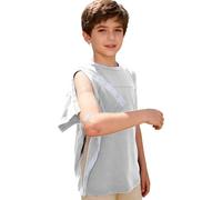 Sinleey Kids Boys Post Shoulder Surgery Top Full Tear Away Short Sleeve Rotator Shirts Adaptive Chemo Clothing Grey 11-12 Years