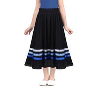 Sinleey Kids Girls Full Circle Ballet Character Skirts Dance Skirts Lyrical Liturgical Praise Dancewear with Ribbons Black&Blue 15-16 Years