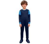 Sinleey Kids Special Needs Adaptive Clothing Boys Girls Long Sleeve Anti-strip Full Zip Back Footed Jumpsuit Dark Blue 3-4 Years