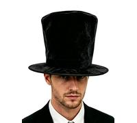 Sinleey Magician Top Hats Victorian Steampunk Hat for Stage Performances Rave Banquet Cap Gala Headwear Black Velvet Type One Size