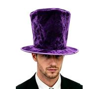 Sinleey Magician Top Hats Victorian Steampunk Hat for Stage Performances Rave Banquet Cap Gala Headwear Purple Velvet Type One Size