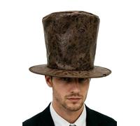 Sinleey Magician Top Hats Victorian Steampunk Hat for Stage Performances Rave Banquet Cap Gala Headwear Brown One Size