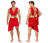 Sinleey Men Egypt Cleopatra Costume Stage Performance Costumes | Skirted Leotard Romper,Sleeveless,Mythology Themed Cosplay Outfit,Short Length Toga Tunic,King Prince Cosplay Costume