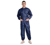 Sinleey Mens Adults One Piece Work Uniform Mechanics Overalls Anti-Static Dustproof Jumpsuit Coveralls Workwear Navy Blue 3XL
