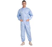 Sinleey Mens Adults One Piece Work Uniform Mechanics Overalls Anti-Static Dustproof Jumpsuit Coveralls Workwear Blue XL