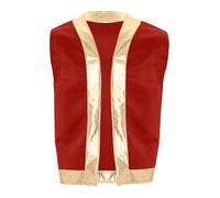 Sinleey Men's Toad Vest Arabian Prince Costume Halloween Metallic Shiny Sleeveless Open Front Waistcoat Top Red S