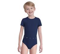 Sinleey Special Needs Adaptive Clothing For Children with Tube Access Kids Boys Short Sleeve Zip Back Autism Bodysuit Navy Blue 9-10 Years