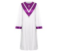Sinleey Unisex Adult Choir Robe Clergy Confirmation Baptism Robe Church Costume Priest Pastor Preachers Cassock Purple XL/170