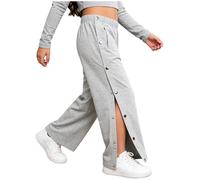Sinleey Unisex Kids Girls Post Surgery Pants Full Open Side Tear Away Sweatpants Breakaway Adaptive Trousers Grey 7-8 Years