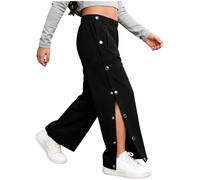 Sinleey Unisex Kids Girls Post Surgery Pants Full Open Side Tear Away Sweatpants Breakaway Adaptive Trousers Black 5-6 Years