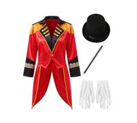 Sinleey Women Magician Cosplay Set Vintage Circus Performer Costume | Trapeze Artist Circus Acrobat Costume,Lion Tamer Cosplay Outfits,Ringmaster Tailcoat,Single Front Button Closure