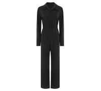 Sinleey Womens Long Sleeve Coverall Mechanic Uniform Workwear Boiler Suit Overalls Loose Fit Jumpsuit Rompers Black S