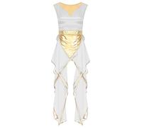 Sinleey Women's Sleeveless Lace-up Liturgical Praise Dance Dresses Tunic Worship Gown Overlay Praise Dancewear White S