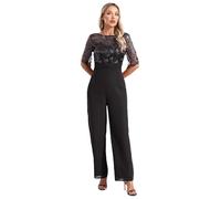 Sinleey Womens Sparkly Sequin Wide Leg Pants Jumpsuits Short Sleeve Ruched Waist Sexy Elegant One Piece Rompers Black S