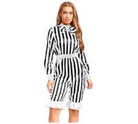 Sinleey Womens Striped Creepy Clown Costume Adult Halloween Circus Scary Killer Clown Cosplay Romper White Black S