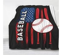 Sinlley Baseball Blanket for Boys Girls, Super Soft Baseball Gifts Blanket, Sports Fleece Flannel Blanket Baseball American Flag Blanket for Couch Bed Living Room Decor 60" x 80"