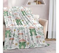 Sinlley Mushroom Frog Green 50" X 40" Modern Cartoon Frog Mushroom Throw Blanket