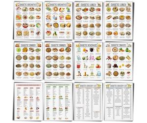 Sinload 12 Pcs Diabetes Food List Diabetes Meal Chart Information Diet Plan, Low Carb Foods List for Blood Sugar Control