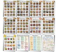Sinload 12 Pcs Vegan Food List Poster Vegan Diet Meal Plan High Protein Veggie Food Chart, Healthy Eating Guide for Kitchen Home