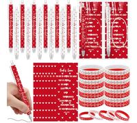 Sinload 20 Set Christian Valentine's Day Gifts John 3: 16 Cards Bible Verses Bookmarks Jesus Loves Me Rubber Silicone Wristbands Bracelets Pens Religious Valentine Exchange Gifts for Party Favors