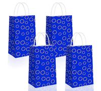 Sinload 24pcs Video Game Party Favors Bags Blue & Gold Ring Print Paper Bags Blue Hedgehog Themed Favors for Video Game Party Decorations and Supplies Gifts Snack Supplies