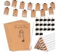 Sinload 30 Set Guess the Dress Bridal Shower Games for Guest Bridal Shower Game Include 30 Wedding Shower Card 30 Water Soluble Pencil 30 Fun Wooden Clip 1 String Rope Wedding Party Supplies Game Idea