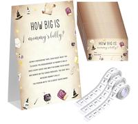 Sinload 54 Pcs Magical Wizard Baby Shower Game Set Include How Big Is Mommy's Belly 4.8 x 6.9" Standing Sign 50 Guessing Cards 3 Measuring Tapes Belly Bump Party Games Supplies for Baby Shower Party