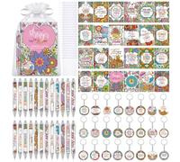 Sinload 96 Pcs Positive Affirmation Coloring Book Gift Set with Inspirational Pens, Acrylic Keychains and Gift Bags, Motivational Gratitude Notebooks for Women Coworkers Adults Christmas Party Favors