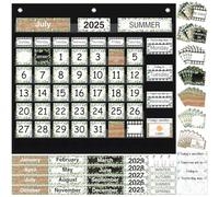 Sinload Classroom Calendar Pocket Chart Set Calendar Bulletin Board Set Seasons Festival Weather Pocket Chart for Classroom Decoration Back to School Supplies (Eucalyptus)