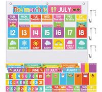 Sinload Weekly Calendar Pocket Chart with 128 Cards, Classroom Calendar and Weather Chart for Days Months Dates Holidays Schedule Board for Homeschool Daycare Circle Time Teacher Supplies (Fresh)