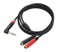 SinLoon 1/4 Inch TRS Stereo Y Splitter Cable 1.8M/5.9ft | 90 Degree 6.35mm TRS Male to Dual Female Cable for Audio Equipment Gold Plated Connectors Durable PVC & Copper Construction